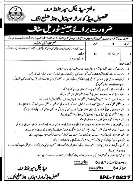 THQ Hospital Jand Jobs 2026 Advertisement